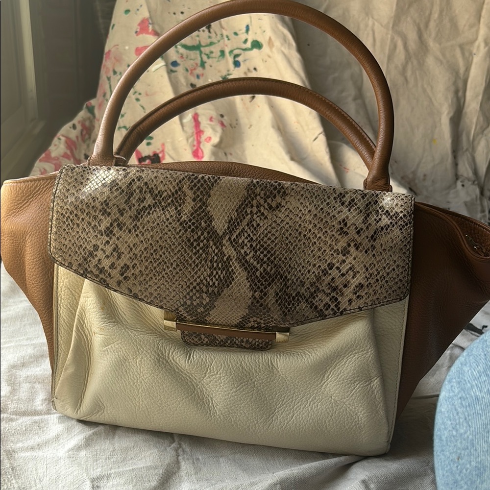 Vince Camuto Snakeskin and Leather Handbag